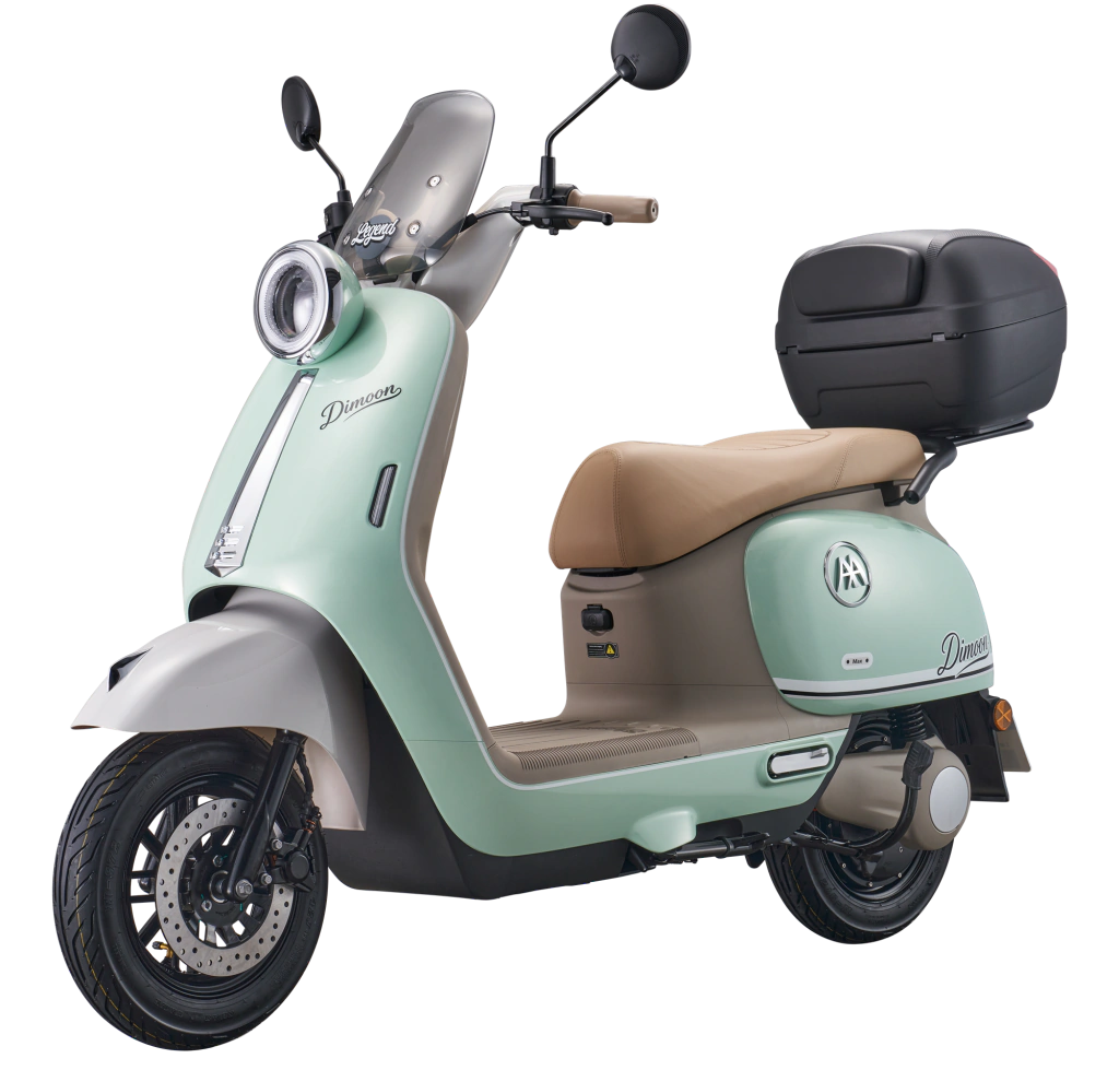 Moto elétrica verde-clara disponível para consulta na BH Make